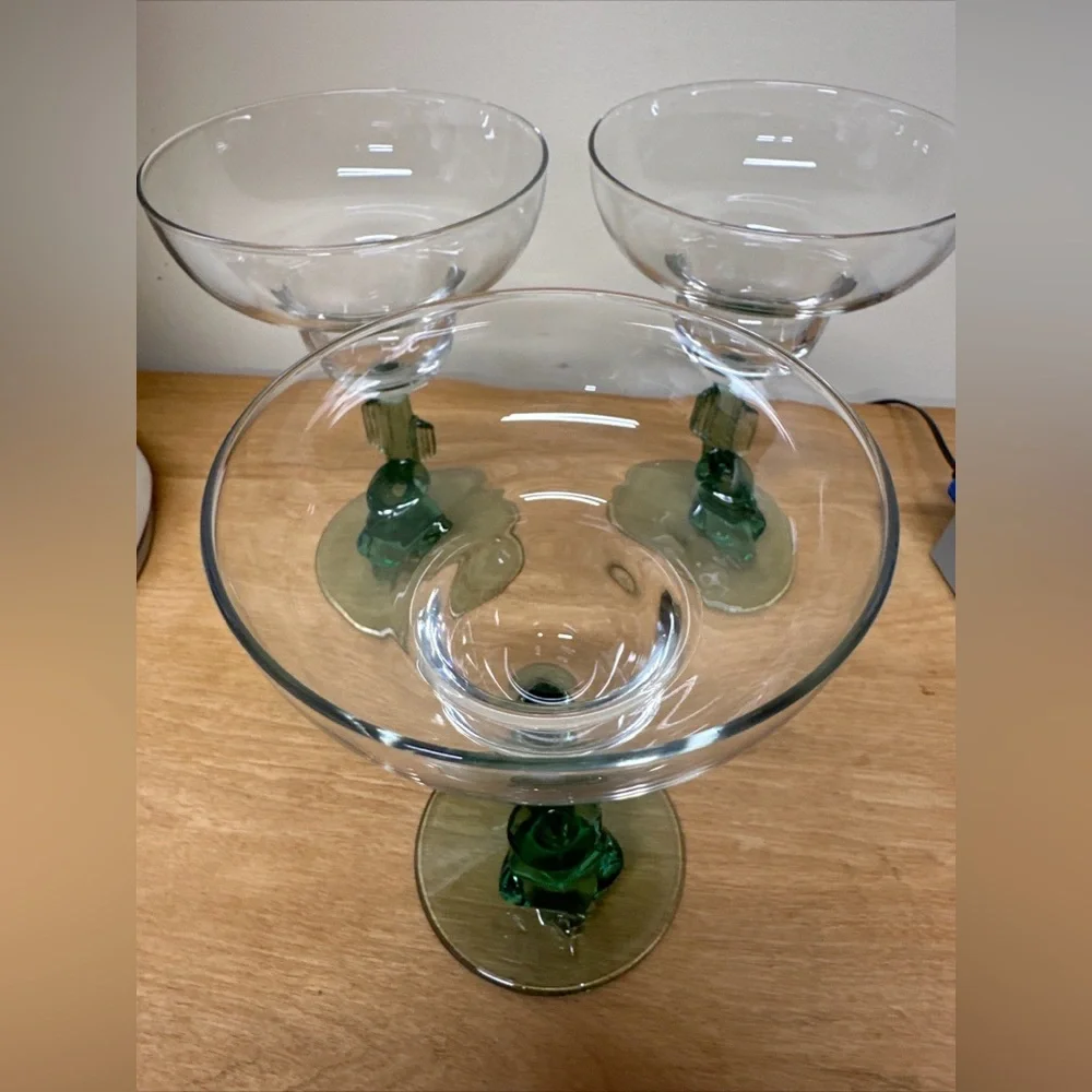 Margarita glasses Cristal D’arques Borracho siesta Green Saquaro cactus set of 3